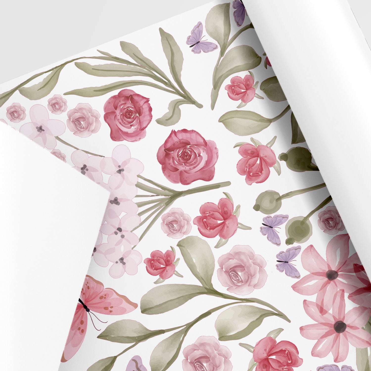 Vinilos decorativos flores y mariposas acuarela