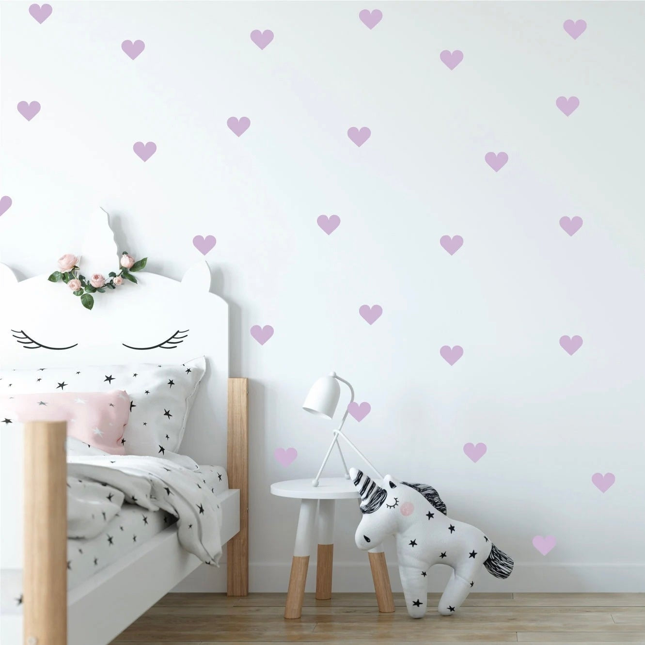 Vinilos Decorativos, Set de 24 Corazones (1 Color) Lila 042