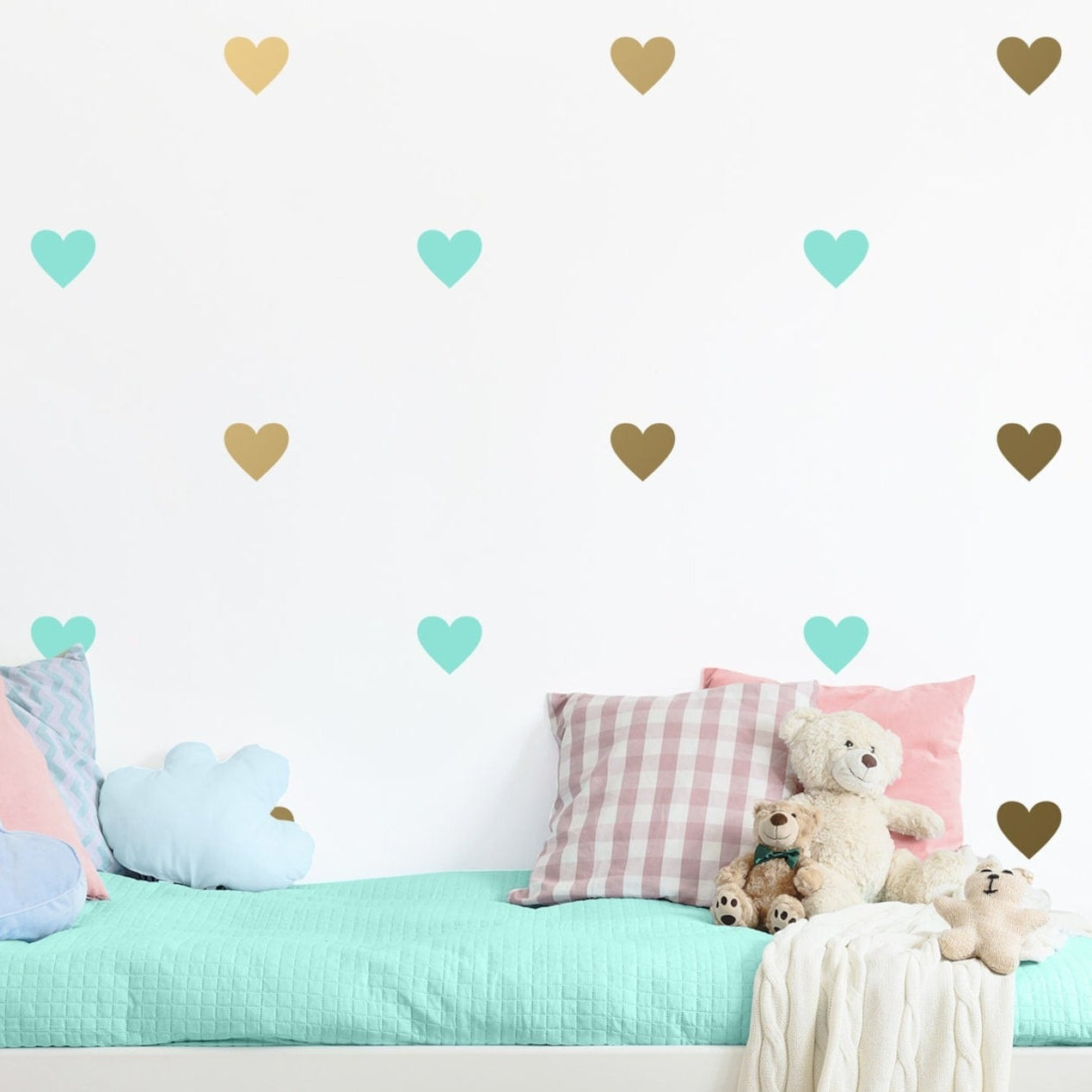 Vinilos Decorativos, Set de 24 Corazones (1 Color)