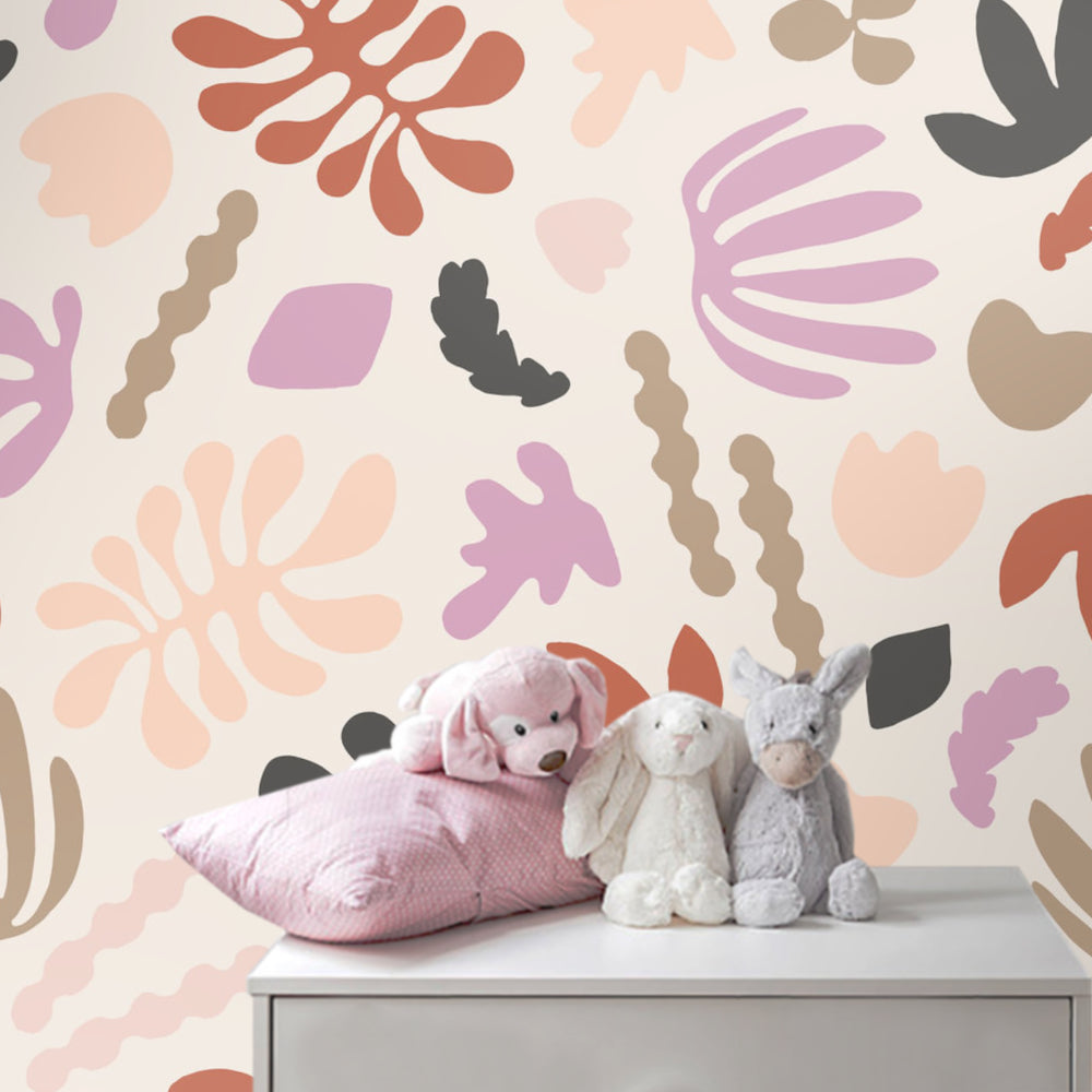 Vinilos Decorativos, Set de 268 Siluetas Naturales Rosa bebé