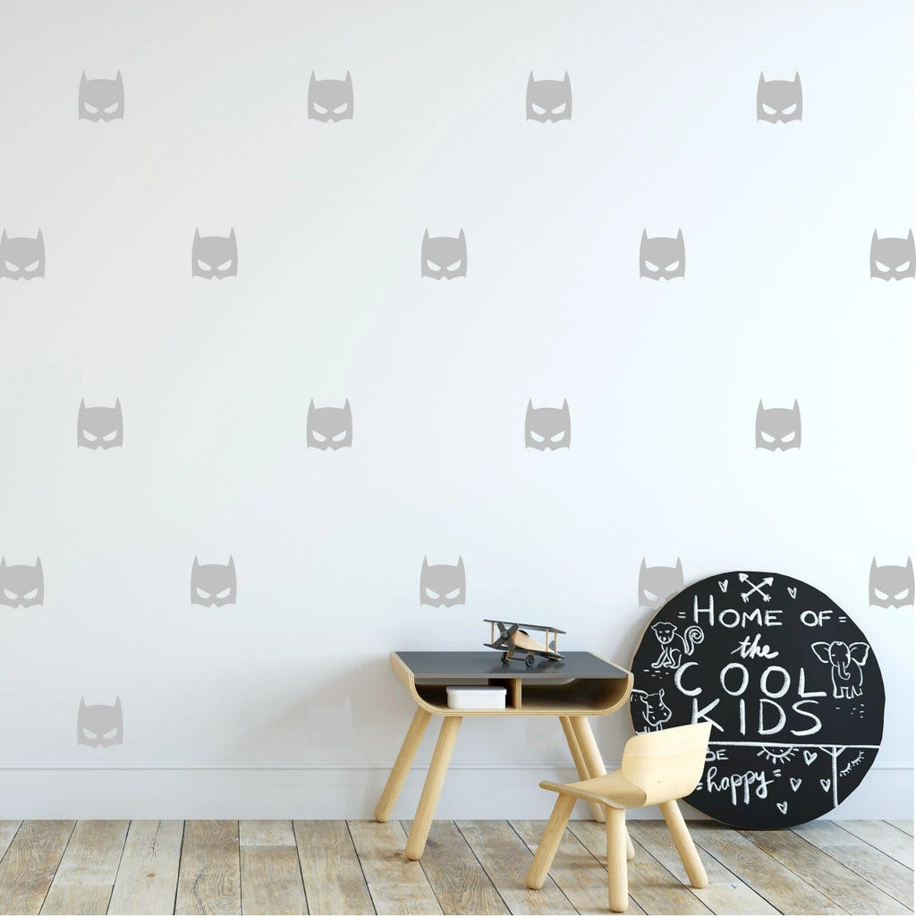 Vinilos Decorativos, Set de 18 Batman Máscaras Gris suave