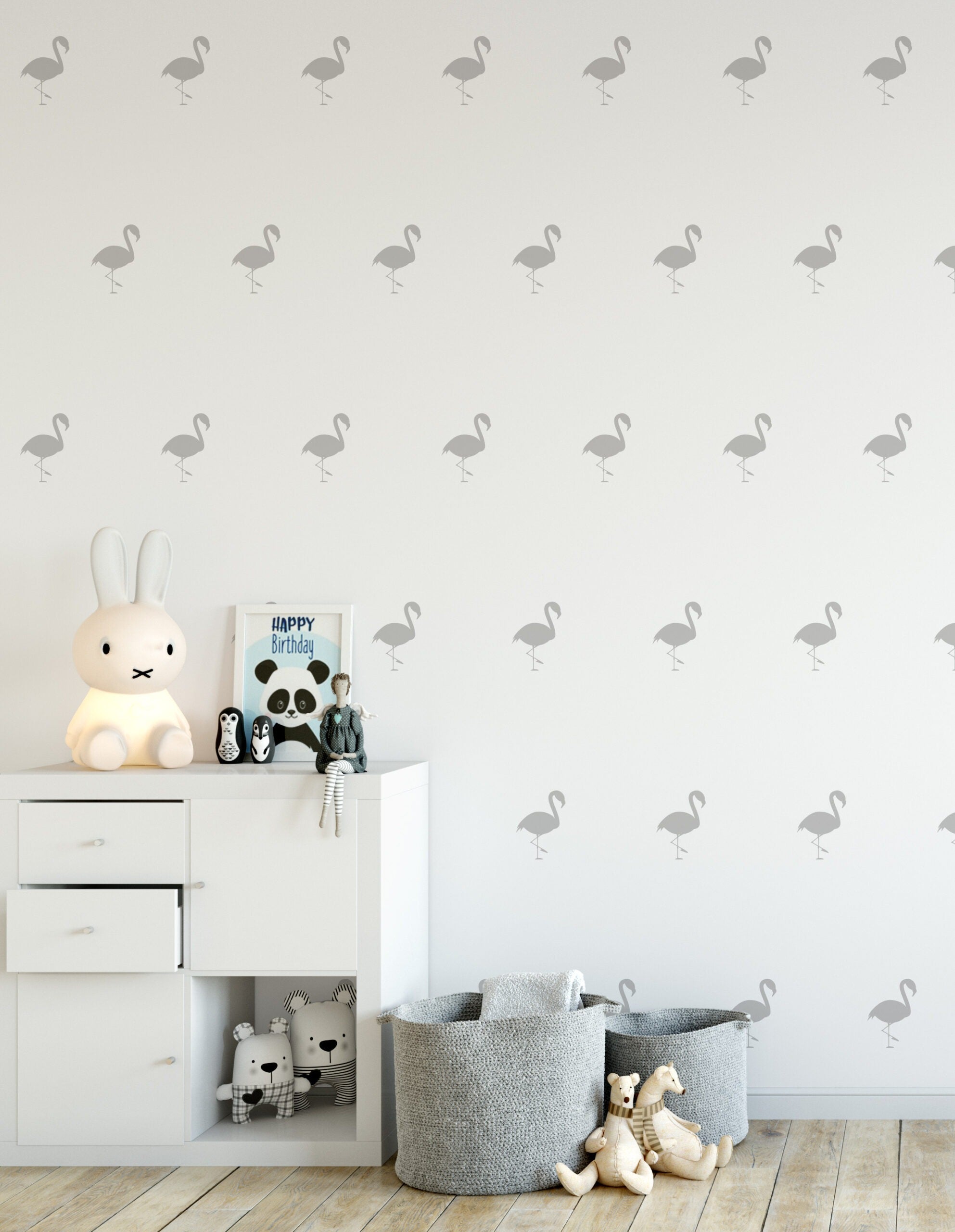 Vinilos Decorativos, Set de 16 Flamencos (1 Color) Gris suave