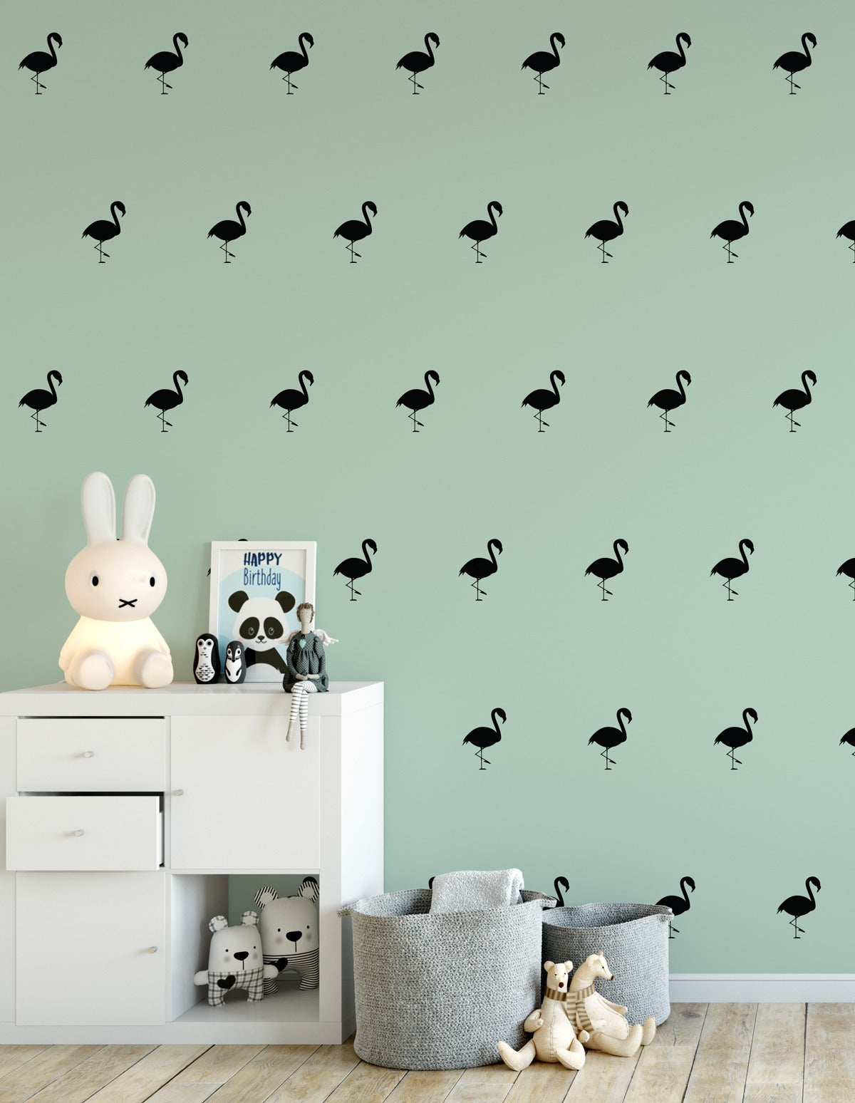 Vinilos Decorativos, Set de 16 Flamencos (1 Color) Negro 070