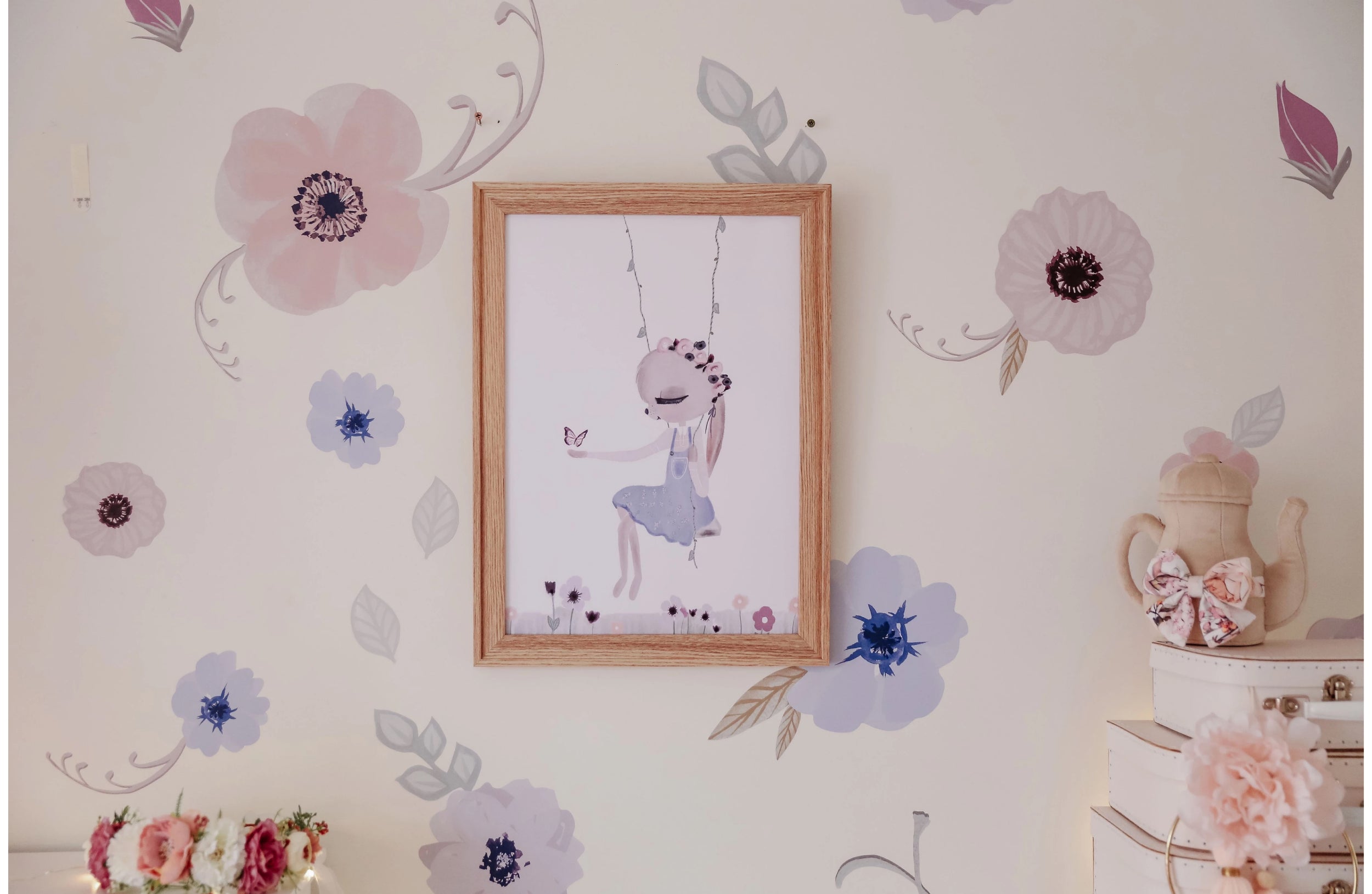 Set 70 Flores Azul Violeta, Vinilos Decorativos