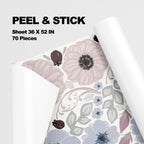 Set 70 Flores Azul Violeta, Vinilos Decorativos